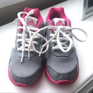 Hot pink and grey Adidas tennis shoes sz 12 girls